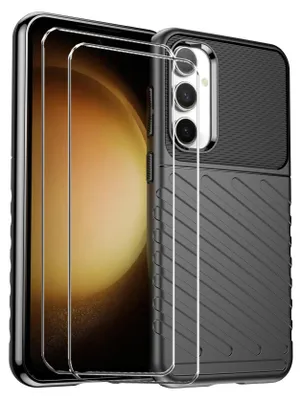 Image de 2in1 Set de protection pour le Samsung Galaxy S23 se compose de 2x 9H film de protection d'écran et 1x étui en silicone - Housse en noir