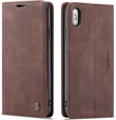 Produktbild von iPhone XS Max Hülle, LaimTop Retro Kunstledertasche TPU Innere, Kartenfächer, Magnetverschluss, Klapphülle mit Standfunktion Schutzhülle für iPhone XS Max Kaffee