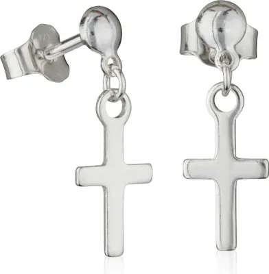 Produktbild von Paar Ohrstecker 925 Silber mit Kreuz 11,6mm Ohrhänger Gothic Ohrringe