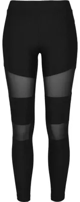 Zdjęcie produktu dla Damskie legginsy Urban Classics Ladies Tech Mesh Rib Leggings, czarne – rozmiar 4XL