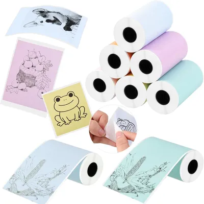 Productafbeelding van Thermisch papier 53 x 28 mm, 6 rollen, zelfklevend, voor foto's