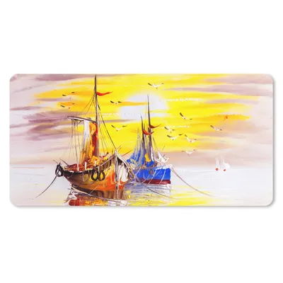 Produktbild von MuchoWow® Schreibtischunterlage Malerei - Boot - Wasser - Ölfarbe 80x40 cm - XXL Mauspad - Gaming Mauspad
