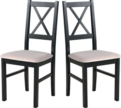 Image de Chaise de salle à manger, bois de chêne massif Chaise Chaise de cuisine - Set 2x Nilo 10, noir