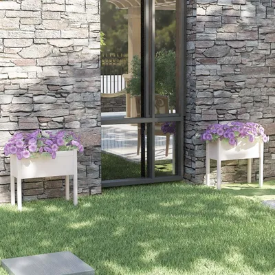 Image de Maison Exclusive - 2 bacs à plantes blancs 70 x 31 x 70 cm en bois massif de pin