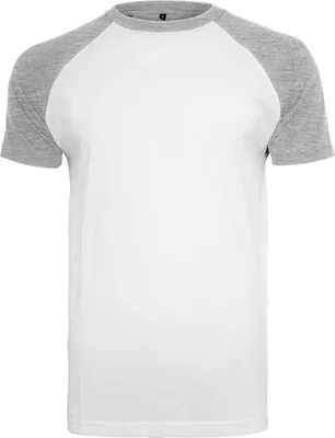 Produktbild von Build Your Brand BY007 | Raglan Contrast Herren T-Shirt - Farbe: White/Heather Grey - Größe: 3XL