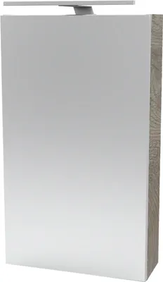 Produktbild von Fackelmann STANFORD Spiegelschrank mit LED-Beleuchtung Alibertschrank für Bad und Gäste-WC (40 x 68 x 15,3 cm) SBC Badschrank mit Spiegel in Holz Braun Tür links