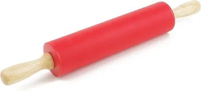 Produktbild von Famanu Silikon-Teigroller mit Holzgriff - Antihaft-Oberfläche