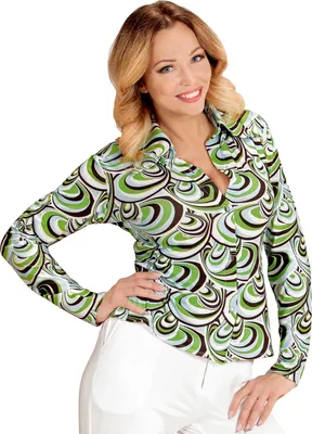 Produktbild von 70er Bluse Waves - Fasching Schlager Kostüm Karneval Größe: L-XL