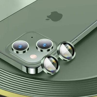 Image de Film en verre trempé Metal Ring Camera pour Apple iPhone 14 Plus, vert blindé