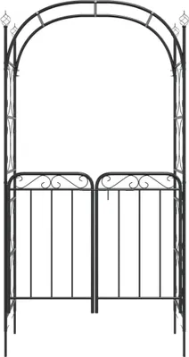 Produktbild von Cloris DesignMöbel Rosenbögen - Schwarz Gartenbogen mit Tor Schwarz 108x45x235cm Stahl Schlichtes9359963
