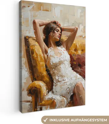 Produktbild von MuchoWow® - Leinwandbilder - Frau - Kunst - Abstrakt - Modern, Wandbild, Wanddeko Bilder Wohnzimmer, 40x60 cm