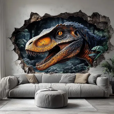 Raptor im Mauerdurchbruch – Decords Wandtattoo, Produktansicht 1
