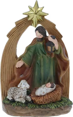 Produktbild von Weihnachtskrippe 13 cm – Heilige Familie mit Josef, Mini Krippenfigur