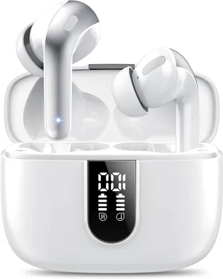 Image de Écouteurs sans fil - Casque intra-auriculaire - Écoute de musique - 4 microphones ENC - 50 heures d'autonomie - Blanc