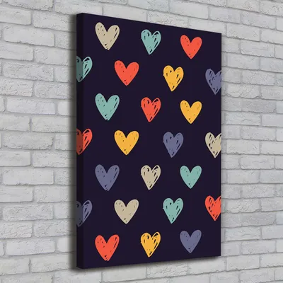 Produktbild von Tulup® Leinwandbild - 70x100cm - Wandkunst - Drucke auf Leinwand - Leinwanddruck - Wohnzimmer Wanddekoration XXL - Wohnung Deko Kunstdrucke - Kinderzimmer - Mehrfarbig - Bunte Herzen