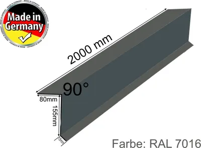 Produktbild von Dachrand-Blech Dach-Abschluss-Blech Ortgang-blech Alu Anthrazit Grau 80 x 155 mm