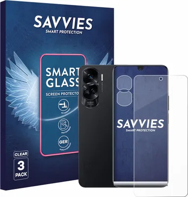 Produktbild von 3x Savvies Schutzglas Folie für Honor 90 Lite (Display+Kamera) 9H Panzer Schutzfolie Glas Displayschutz klar transparent