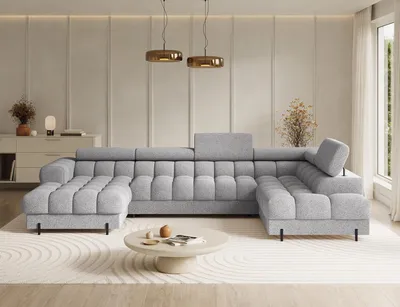 Produktbild von Couchgarnitur Ecksofa Feraria U-Form – Wohnlandschaft mit Schlaffunktion, Bettkasten & verstellbaren Kopfstützen