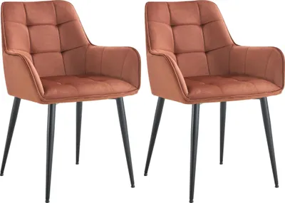 Produktbild von CLP 2er Set Esszimmerstuhl Ferndale, Sessel mit gepolstertem Samtbezug braun