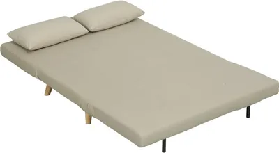 Produktbild von Schlafsofa Sofa mit Schlaffunktion 130 X 78 cm Couch mit Lendenkissen, Samtoptik, Verstellbarer Rückenlehne für Wohnzimmer, Schlafzimmer, Beige