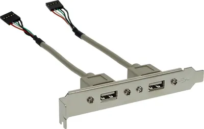 Immagine prodotto di InLine® 33390 Staffa per slot USB 2.0, da 2 prese USB a 2 connettori postali a 5 pin, 0,3 m
