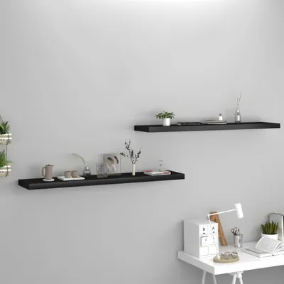 Obrázek produktu pro Maison Exclusive – závěsné police, 2 ks, černé, 120 × 23,5 × 3,8 cm, MDF