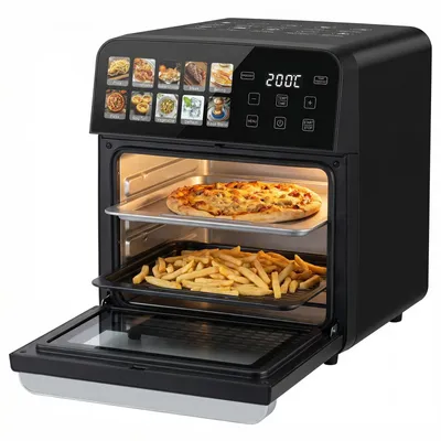 Produktbild von 10L Heißluftfritteuse 1800W Ölfrei 360° Heißluft Touchscreen 11 Programme Multifunktion Pizza Pommes