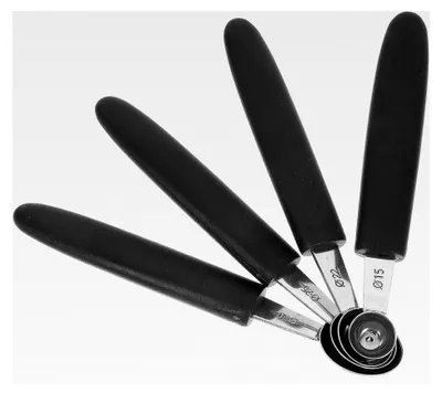 Produktbild von Eiskugelportionierer aus Edelstahl, 4 Stück, mit 15 und 30 mm Durchmesser, Melonenkugellöffel für Obst und Desserts bei Partys und im Haushalt