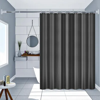 Produktbild von Duschvorhang 80 x 200 cm, schwarz, wasserdicht, Polyester, Waffelstruktur, antibakteriell, waschbar