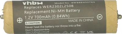Produktbild von vhbw Akku Ersatz für Panasonic WER2302L2508 für Rasierer (700 mAh, 1,2 V, NiMH)