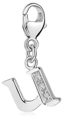 Produktbild von MATERIA by Matthias Wagner U Buchstabe Charms Anhänger Alphabet Silber 925 mit 3 Zirkonia C71