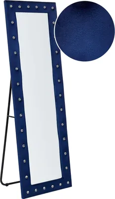 Produktbild von BELIANI Standspiegel Marineblau Samt 50 x 150 cm Rechteckig mit Strasssteinen Samtrahmen Glamourös Ganzkörperspiegel für Wohnzimmer Schlafzimmer Flur