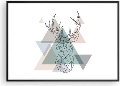 Produktbild von Gerahmtes Poster - Schwarzer Rahmen - Hirsch Abstraktion - 100x70 cm - Wand Bild - Wanddeko - Wandbilder - Kunstposter - Wandposter - Bilderrahmen - Bilder - Kunstdruck - Wandbild - P2BAA100x70-3909