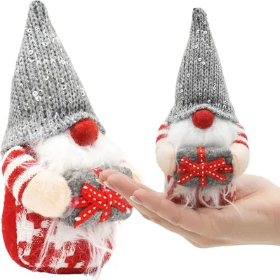 Image de Décoration de Noël : lutin/gnome garçon en gris, 15 cm – Figurine décorative