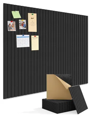 Pinnwand aus Filz, selbstklebend, 12er-Set, 30x30 cm, schwarz