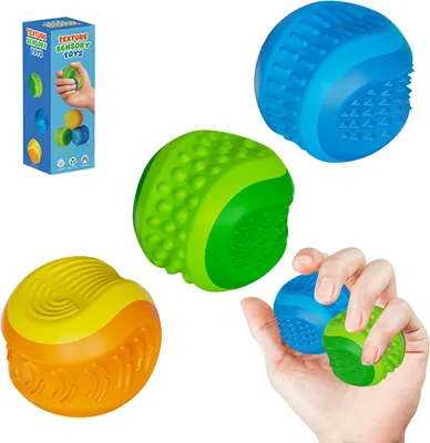 Productafbeelding van Fidget toys sensorische ballen - Set van 3 - Getextureerde siliconen stressballen - Fidget-speelgoed voor Adhd - Autisme
