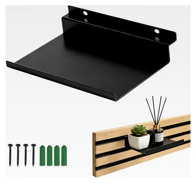 Produktbild von Regal für Akustikpaneele ohne Bohren, 25 x 15 cm, Wandorganizer in Schwarz, Zubehör für Büro, Wohnzimmer, Schlafzimmer