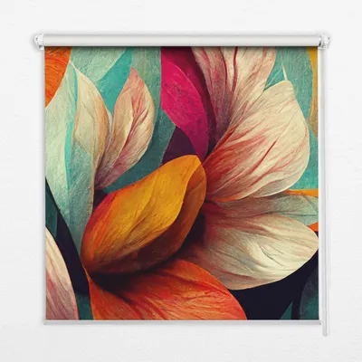 Produktbild von Seitenzug-Rollo Fensterrollo Jalousie - Lichtdurchlässig Springrollos - 100x140 cm - Blumen in Abstraktion