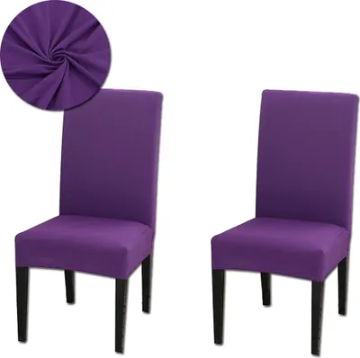 Immagine prodotto di Coprisedia 2 pezzi, coprisedia universale elasticizzato moderno unicolore coprisedia sala da pranzo, viola