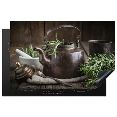 Produktbild von KitchenYeah© Herdabdeckplatte Tee - Teekanne - Gewürze , 80x52cm, Küche Deko, Glaskeramikkochfeld Herdabdeckung, Abdeckplatte fùr Kochfeld
