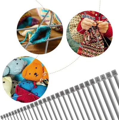 Set von 2 Aluminium Stricknadeln von 35 cm - Einfache Stricknadeln für handgemachtes Weben, Strickarbeiten und DIY-Projekte