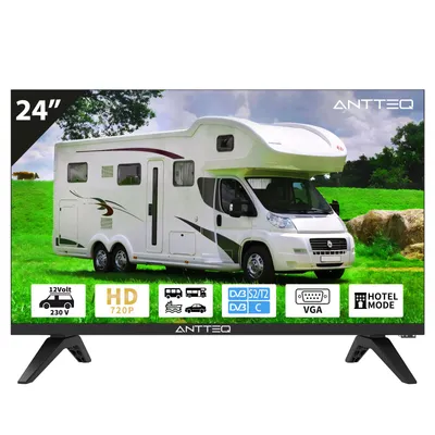 Produktbild von ANTTEQ AE24H5C-Q1 24 Zoll HD LED TV (60 cm) – 230V & 12V Auto-Anschluss, Triple Tuner DVB-C/T2/S2, Hotelmodus, Dolby Audio, HDMI, USB, VGA, SCART, CI+