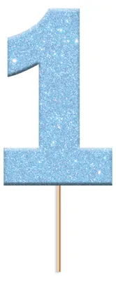 Immagine prodotto di 12 decorazioni per torte scintillanti a forma di numero 1, blu, in plastica - taglia unica