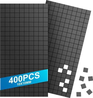 Produktbild von 400 Stück selbstklebende Magnetplatten, 10 x 10 mm Magneten, flache Magnetfolie für Schule, Büro, Kühlschrank, Whiteboard, Bilder, Bastelprojekte