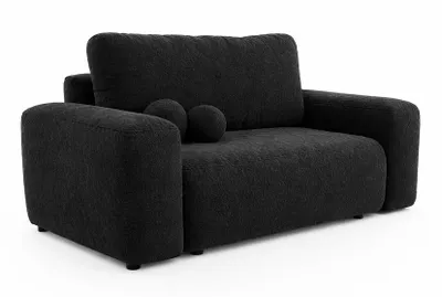 Zdjęcie produktu dla ANMIL, czarna rozkładana sofa, model LUMI, wymiary: 190 × 110 × 94 cm. Sofa z funkcją spania i pojemnikiem na pościel. Materiał: tkanina