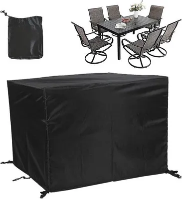 Zdjęcie produktu dla Pokrowiec na meble ogrodowe – pokrowiec ochronny na stoły – ochrona mebli – materiał Oxford 420D – 170 x 140 x 85 cm – czarny