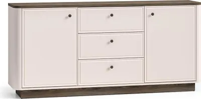 Produktbild von Wohnzimmer Sideboard 180 cm breit in Beige mit Eiche, moderner Stil, 2 Türen, 3 Schubladen - VEJANO-131