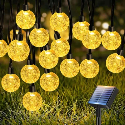 Solar-Lichterkette 10 m, 30 LED-Kristalle, warmweiß, IP65, 8 Modi