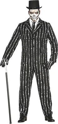 Produktbild von Knochen-Anzug Halloweenkostüm schwarz-weiss