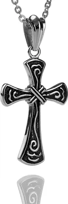 Produktbild von Edelstahl Anhänger Kreuz mit Edelstahl Kette - Herrenschmuck - 50 Zentimeter